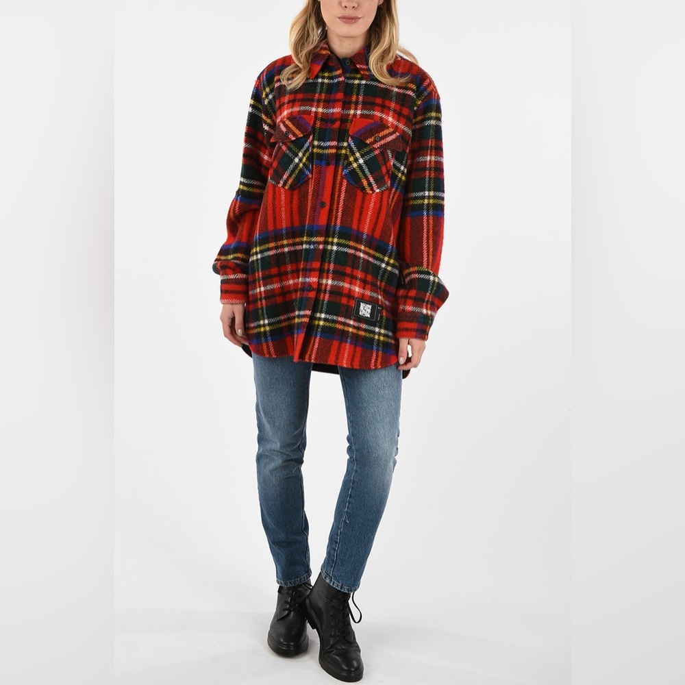 NWT We11done Red Plaid Button-Up Shirt
